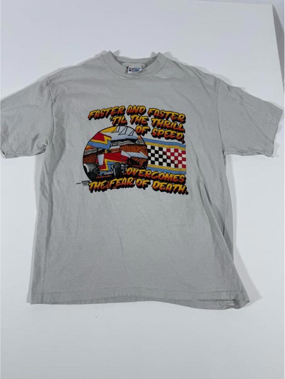Vintage Hanes Beefy-T XL Graphic T-Shirt Racing Helmet